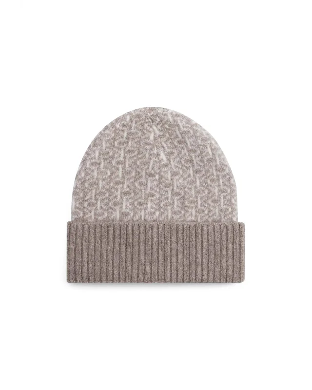 Calvin Klein Cozy Mixed Material Alpaca Wool Cap Women Beige Hats