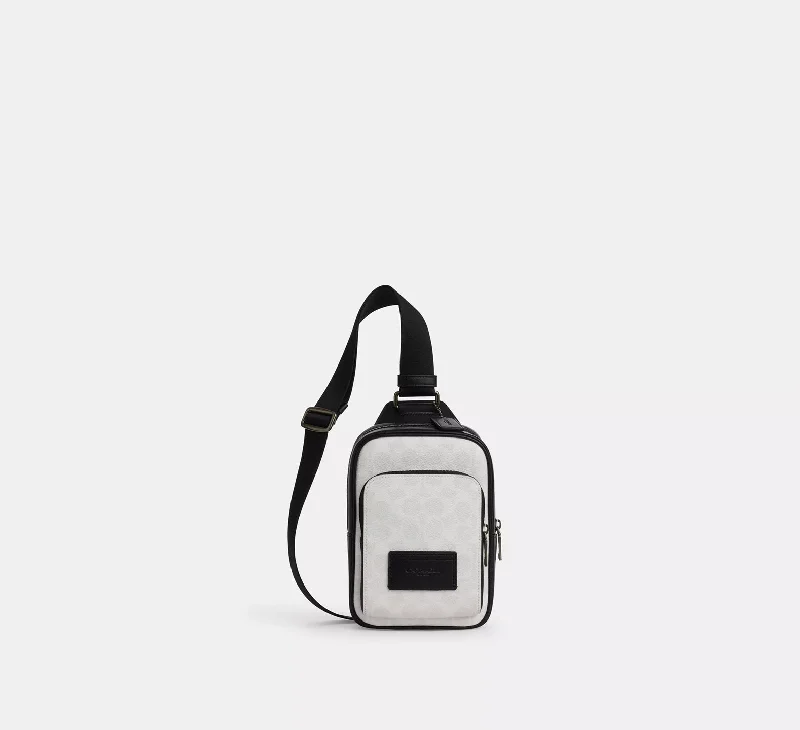 Coach Racer Sling Pack In Signature Canvas Bag Chalk Black 