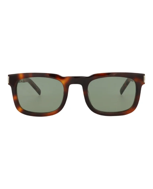 Saint Laurent Unisex Square/Rectangle Havana Gold Green Fashion Designer Eyewear