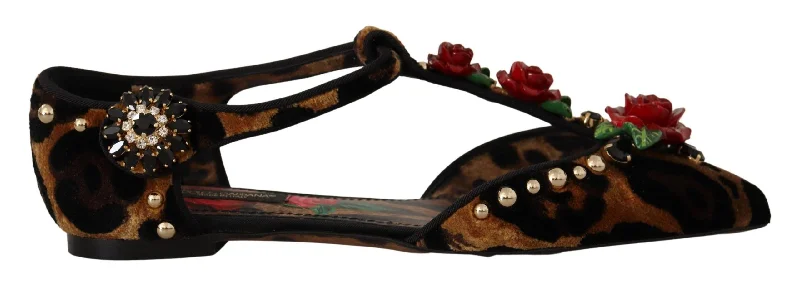 Dolce & Gabbana  Leopard Print Ballerina Flats with Roses