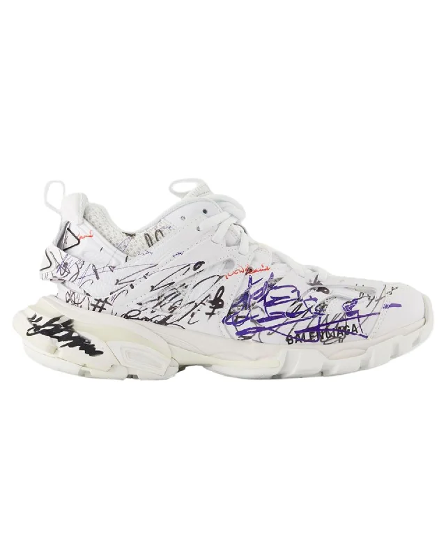 Balenciaga Track Graffiti Sneakers Chunky Sole Women White | White