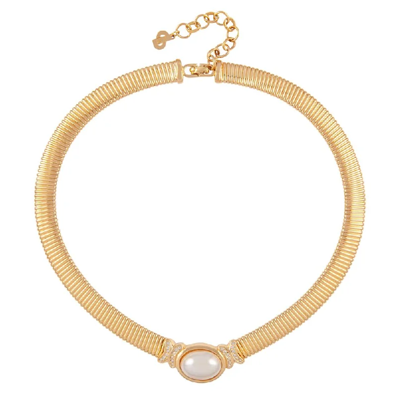1980s Vintage Christian Dior Faux Pearl Collar Necklace