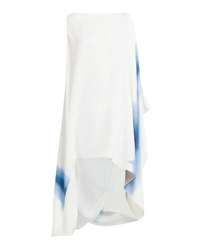 Ferragamo Womens Degrade-Print Draped High-Low Dress
