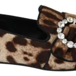Dolce & Gabbana  Leopard Print Loafers with Crystal Buckle