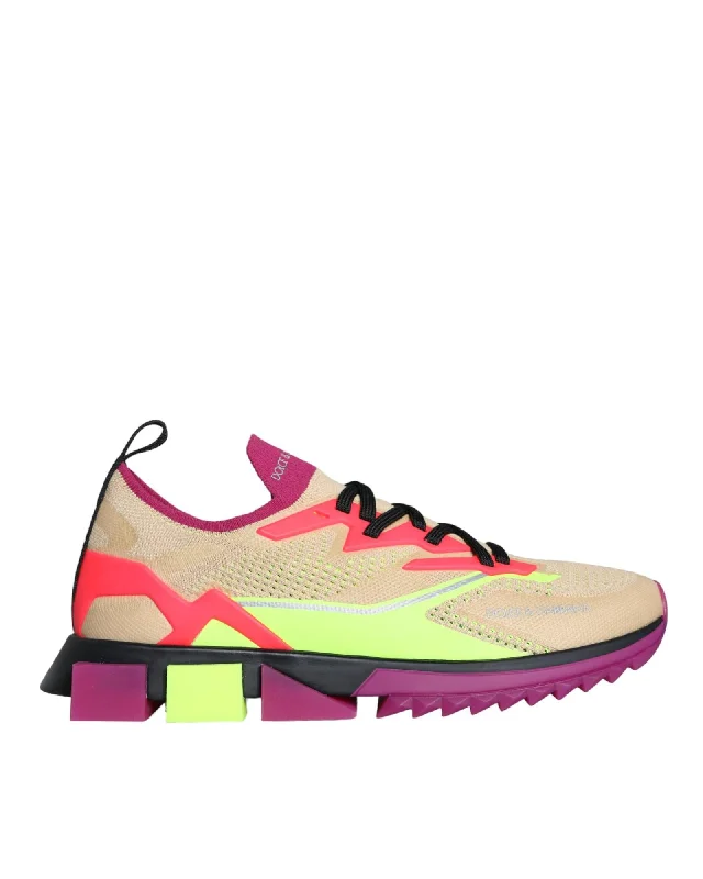Dolce & Gabbana  Portofino Sneakers Beige/Yellow/Fuchsia Size 10