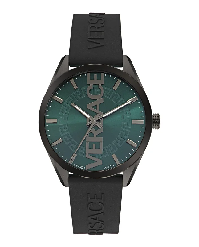 Versace Mens V-Vertical IP Gunmetal 42mm Strap Fashion Watch