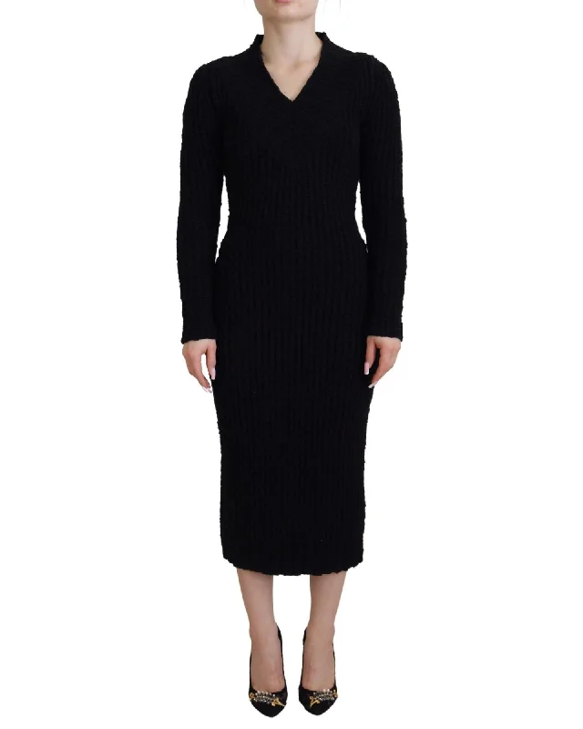 Dolce & Gabbana Long Sleeve Wool Dress