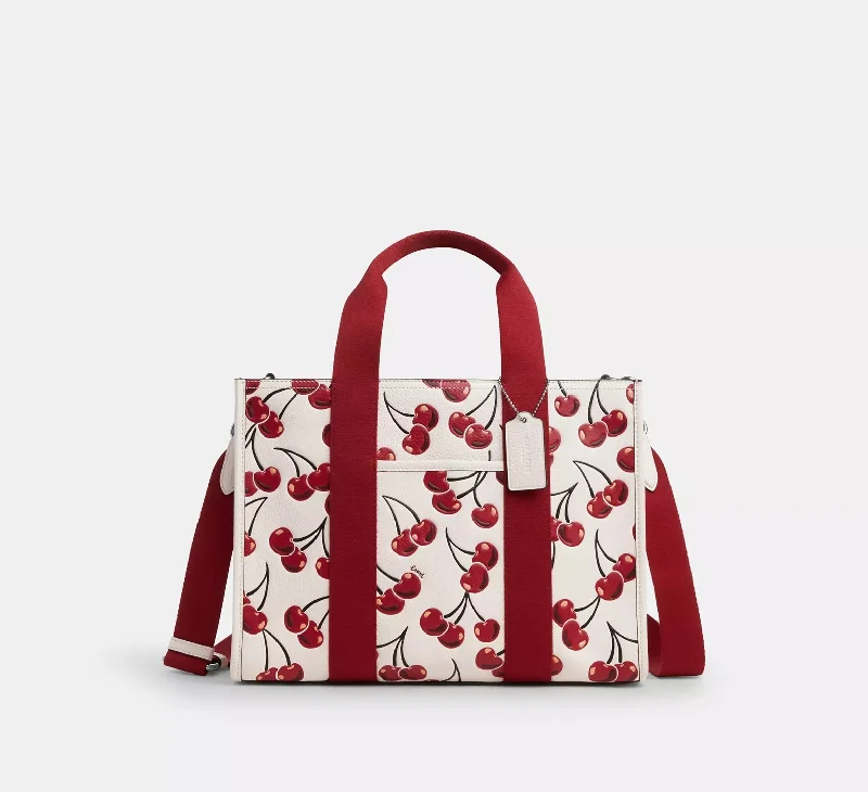 Coach Smith Tote Bag With Cherry Print Chalk Multi 