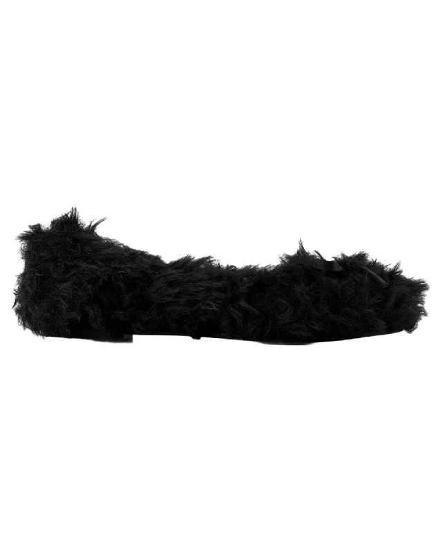 Balenciaga Leopold Faux Fur Slip-On Ballerinas Women Black | Black Flats