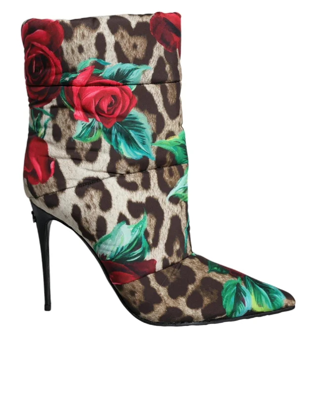 Dolce & Gabbana  Leopard Print Rose Boots