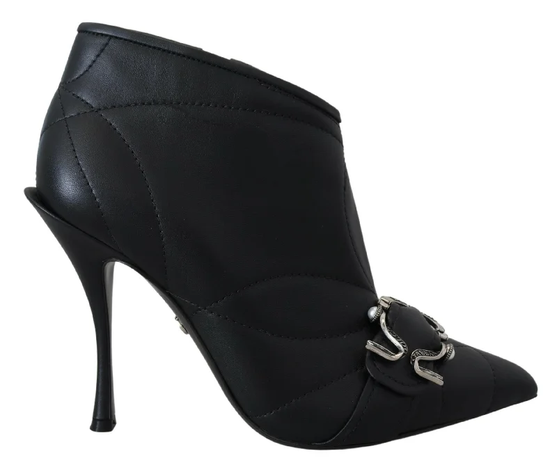 Dolce & Gabbana  Quilted Leather Ankle Boots Black