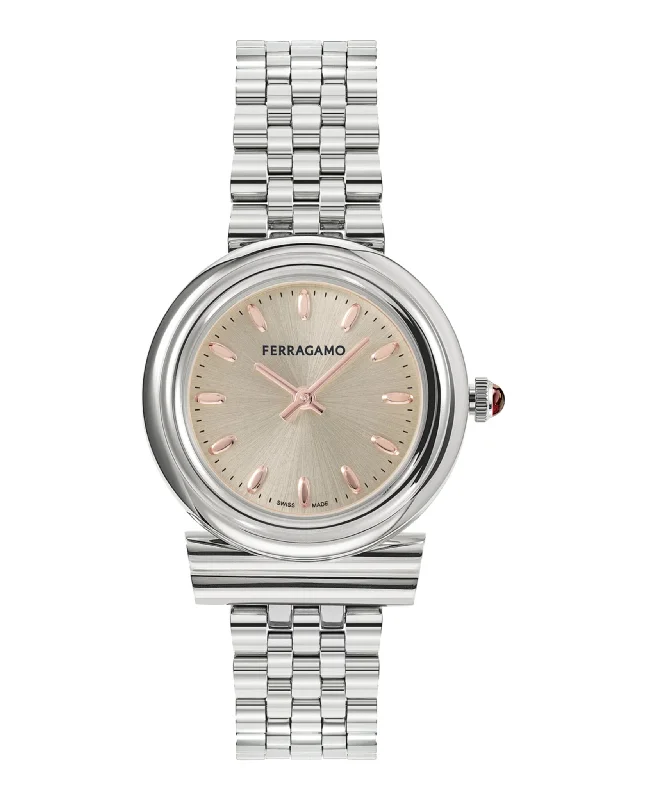 Ferragamo Womens Gancini Stainless Steel 28mm Bracelet Fashion Watch