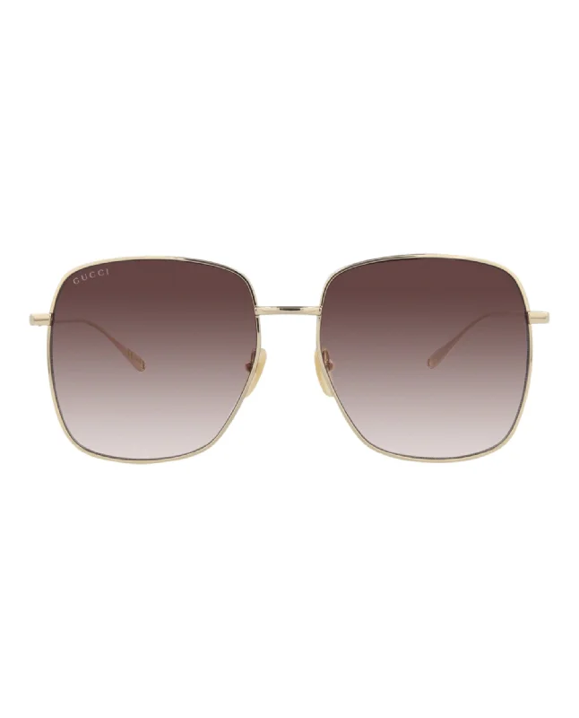 Gucci Womens Square/Rectangle Gold Gold Red Fashion Designer Eyewear
