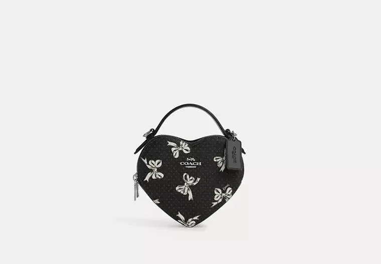 Coach Heart Crossbody Bag With Bow Print Black 