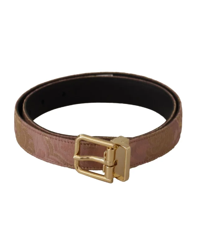 Dolce & Gabbana  Suede Leather Belt with Gold Tone Buckle