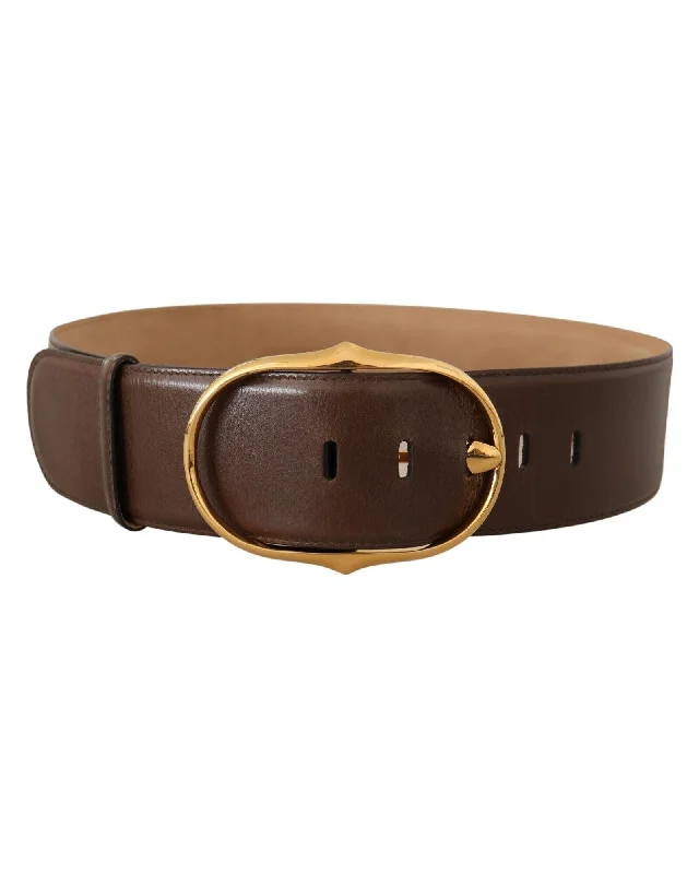 Dolce & Gabbana  Women's Wide Leather Belt with Gold-Tone Buckle