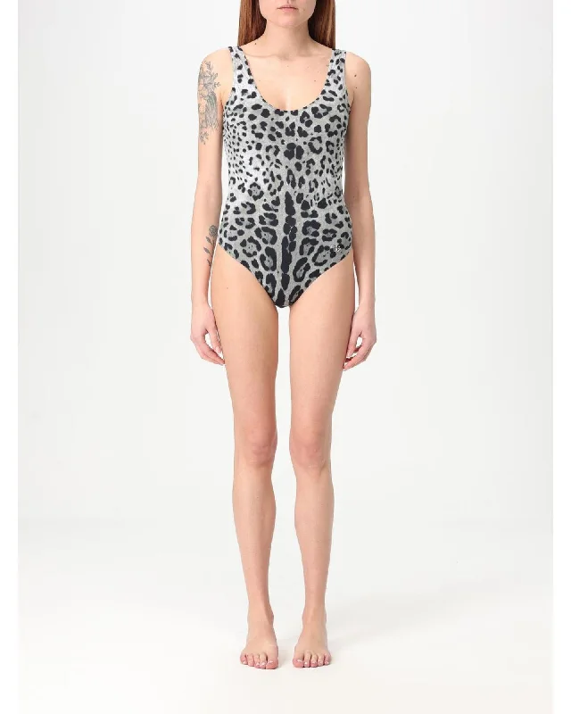 Dolce & Gabbana Leopard Print OnePiece Swimsuit Women Black Swimwear