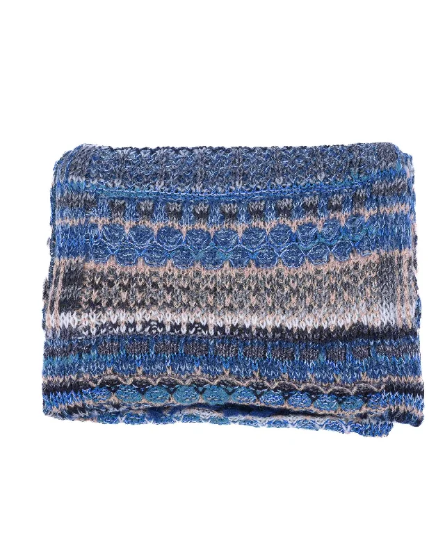 Missoni  Knitted Wool and Cashmere Scarf - Blue