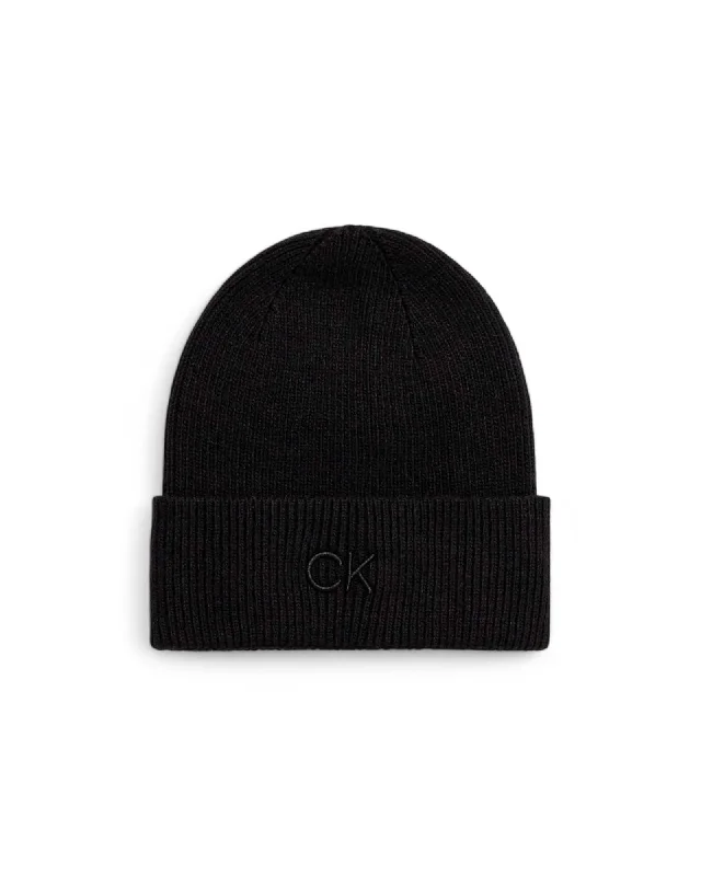 Calvin Klein Cashmere Blend Organic Cotton Cap Women Black Hats
