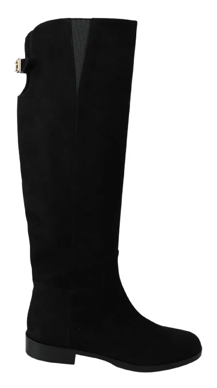 Dolce & Gabbana  Black Suede Knee High Boots
