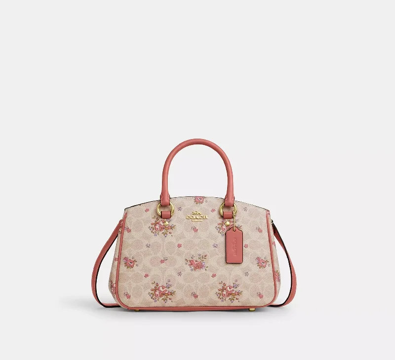 Coach Savannah Small Carryall Bag In Signature Canvas With Floral Print Sand Multi 