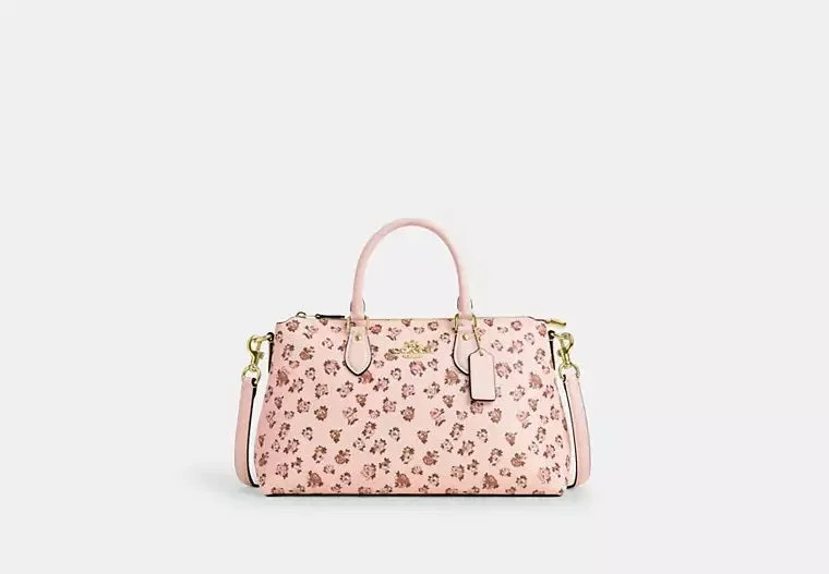 Coach Georgia Satchel Bag With Rose Print Bag Blush Multi 