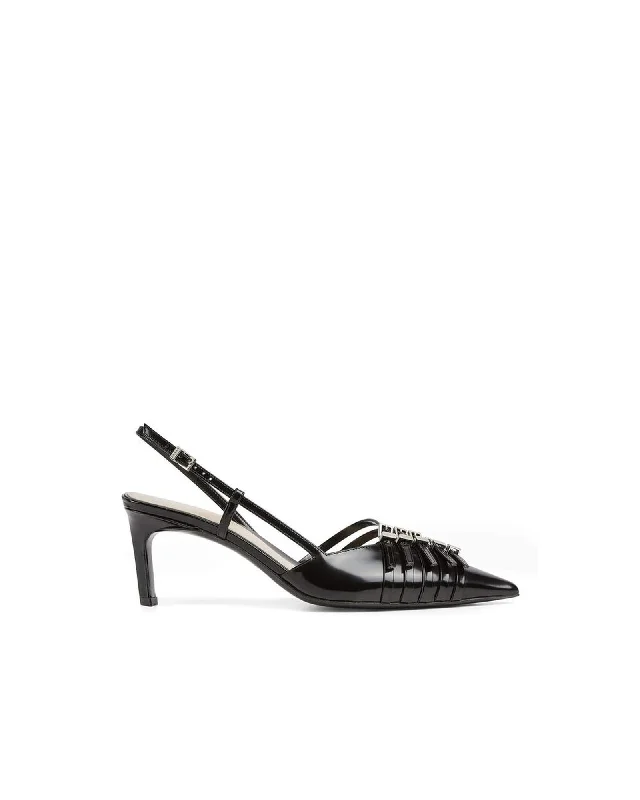 Gucci Slingback Heels Pointed Toe Women Black Pumps