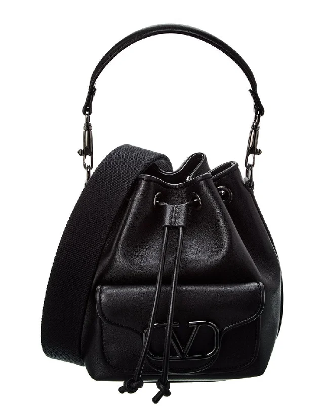Valentino Vlogo Leather Bucket Bag