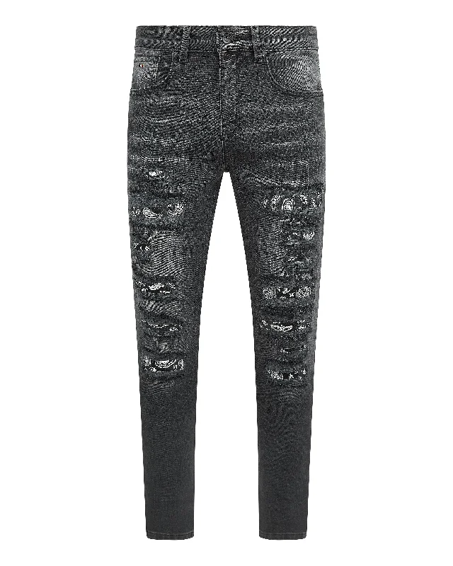 Magiri Bordeaux Bandana Distressed Jeans in Black