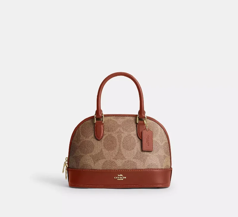 Coach Sabrina Satchel Bag In Signature Canvas Tan Caramel