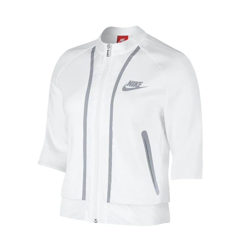 Nike Tech Fleece Splatter Crop Zip Women's Jacket White-Grey