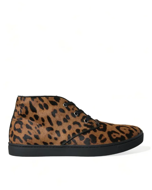 Dolce & Gabbana Leopard Print Leather Sneakers