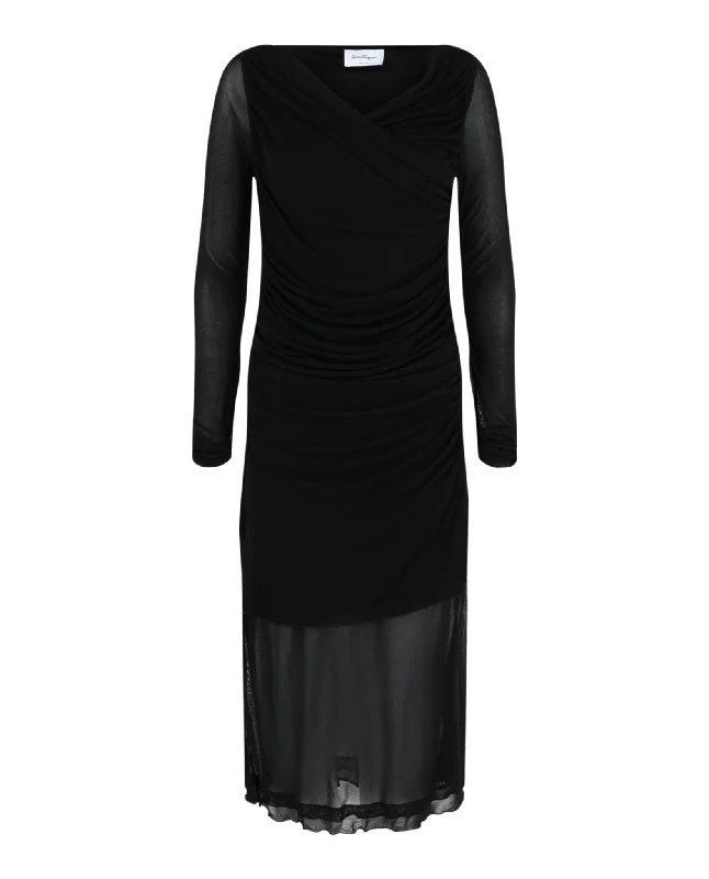 Ferragamo Womens Ruched Long Sleeve Mini Dress