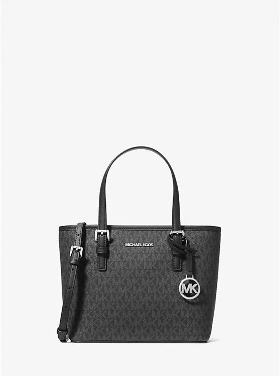 Michael Kors Jet Set Travel Extra-Small Logo Top-Zip Tote Bag Black 
