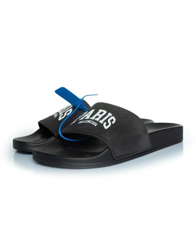 Balenciaga Paris Slides Sandals Women Black | Black Flats