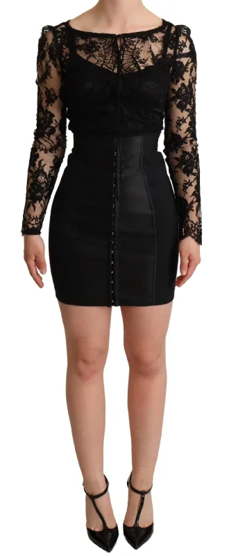 Dolce & Gabbana  Black Lace Corset Mini Dress