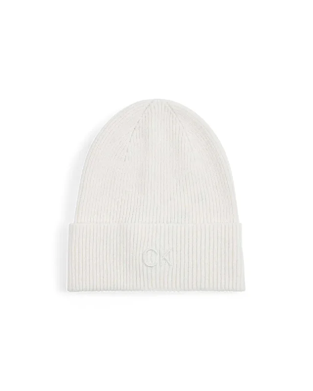 Calvin Klein Organic Cotton Cashmere Blend Cap Women White Hats