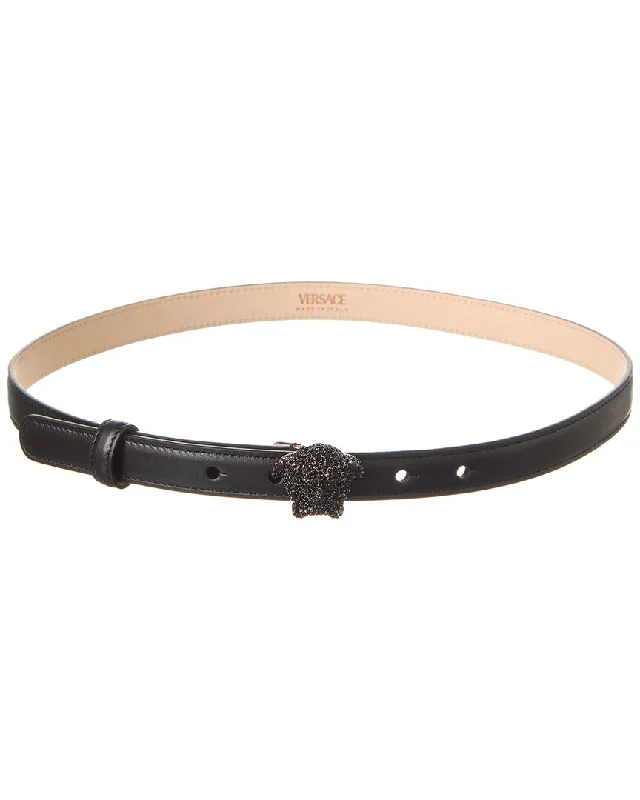 Versace Medusa Crystal Leather Belt