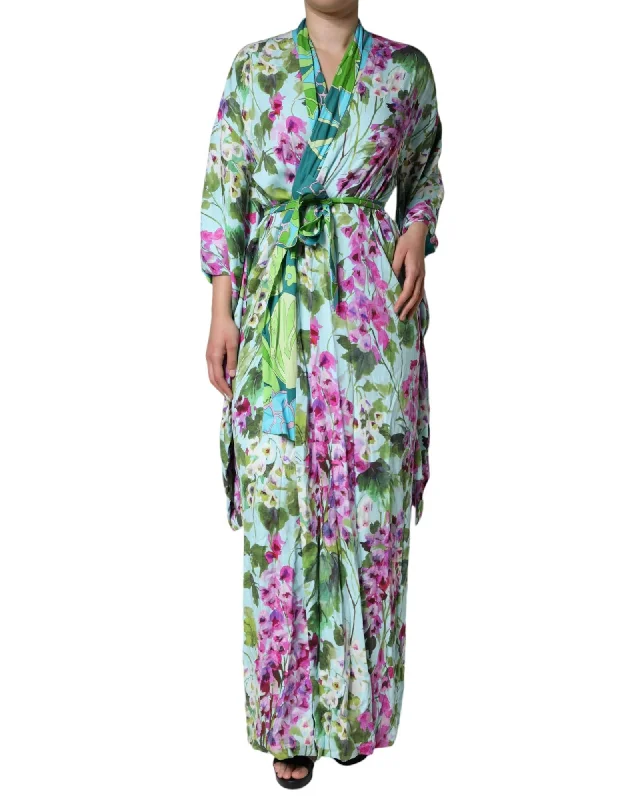 Dolce & Gabbana  Floral Print Silk Wrap Dress