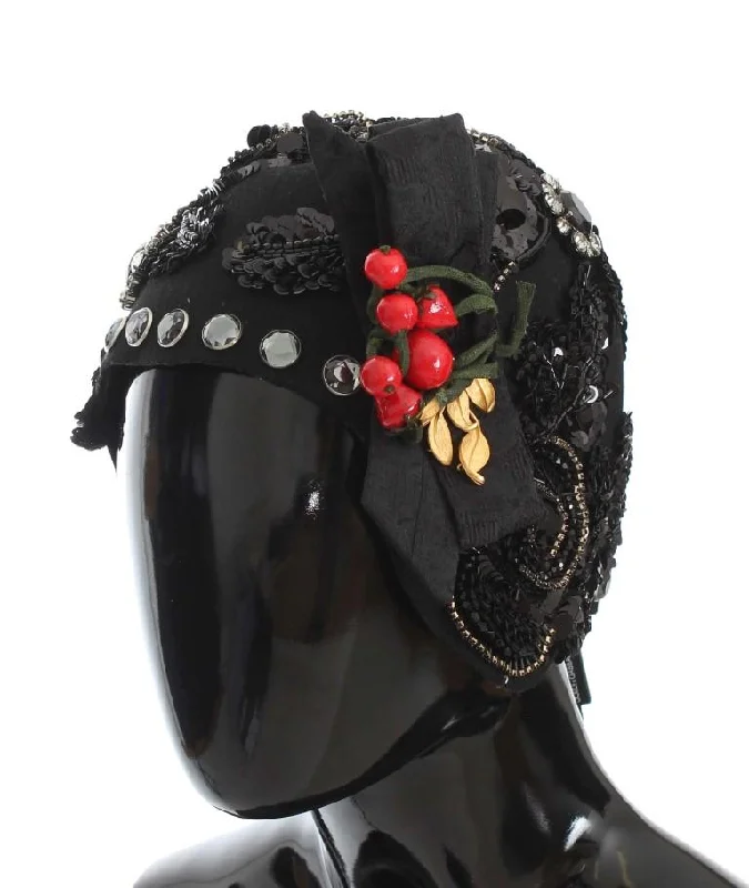 Dolce & Gabbana  Wool Felt Hat with Sequins & Floral Embellishment