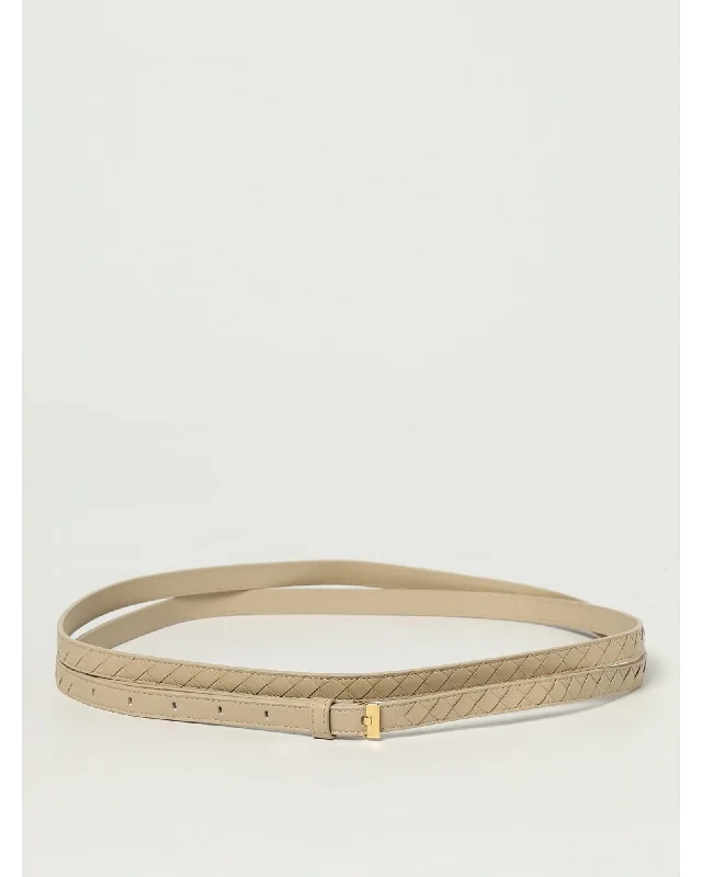 Bottega Veneta Woven Leather Belt Women Beige