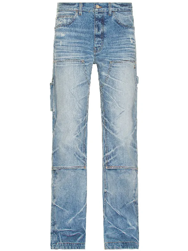 Amiri Carpenter Style Straight Leg Fadede Indigo Blue Jeans