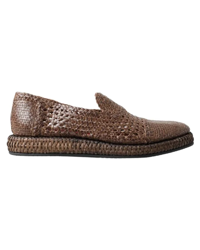 Dolce & Gabbana Woven Leather Slip-On Loafers