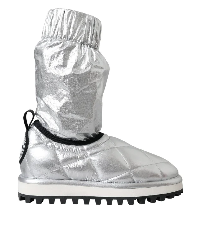 Dolce & Gabbana  DG Girl Quilted Booties - Silver