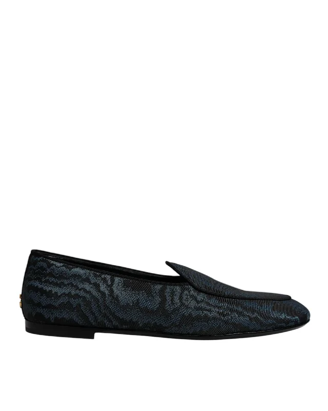 Dolce & Gabbana Printed Loafer Slipon Men Black And Blue