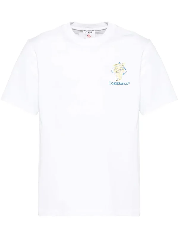 Casablanca Diamond Column Printed T-Shirt in White