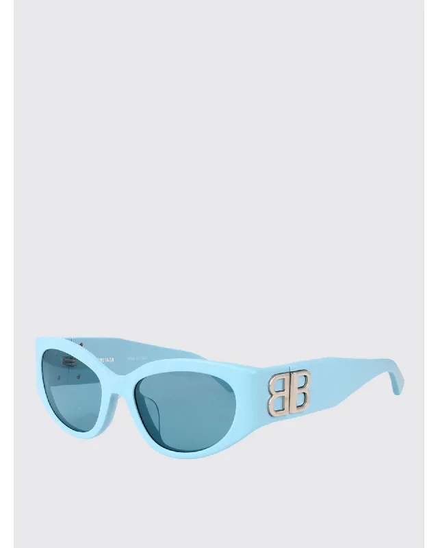 Balenciaga Oval Sunglasses Light Blue Women Gnawed Blue
