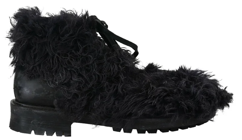Dolce & Gabbana  Black Shearling Boots