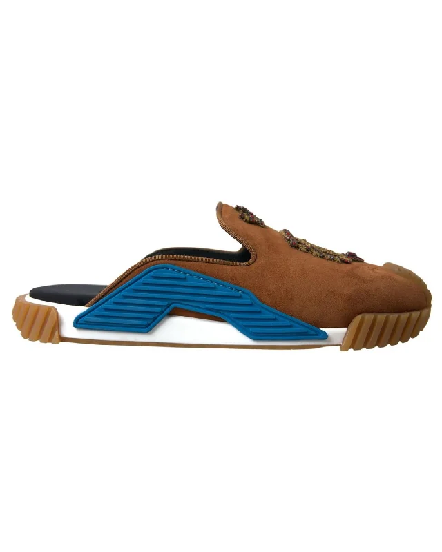 Dolce & Gabbana  Portofino Suede Embellished Slip-On Sneakers