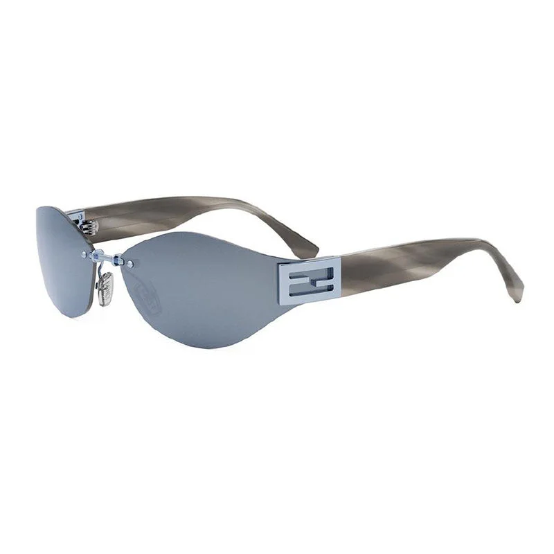 Fendi Sunglasses Geometric Rimless, Matte Black Frame and Grey Lens FE40159U84C